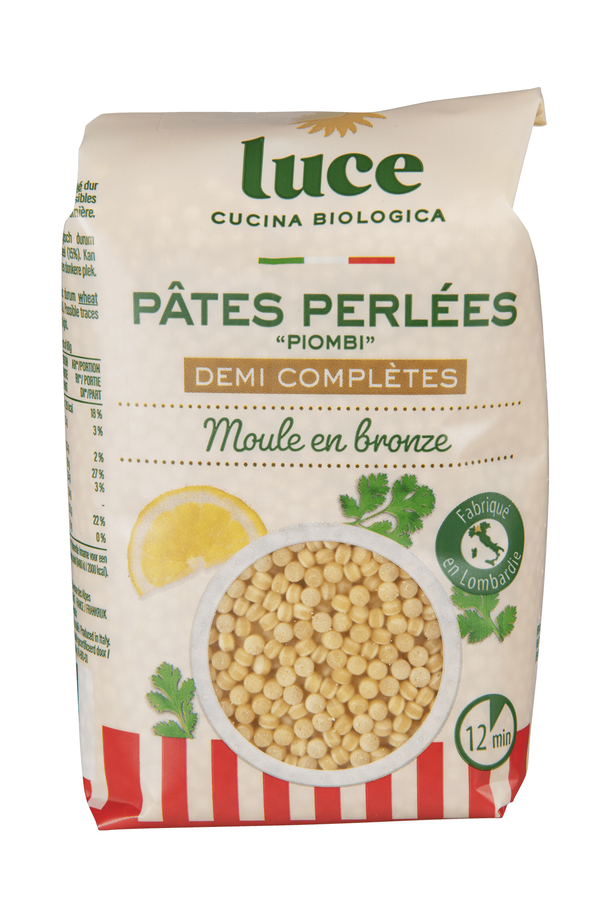 Pâtes Perlées "Piombi" Demi-Complètes bio LUCE 500 g