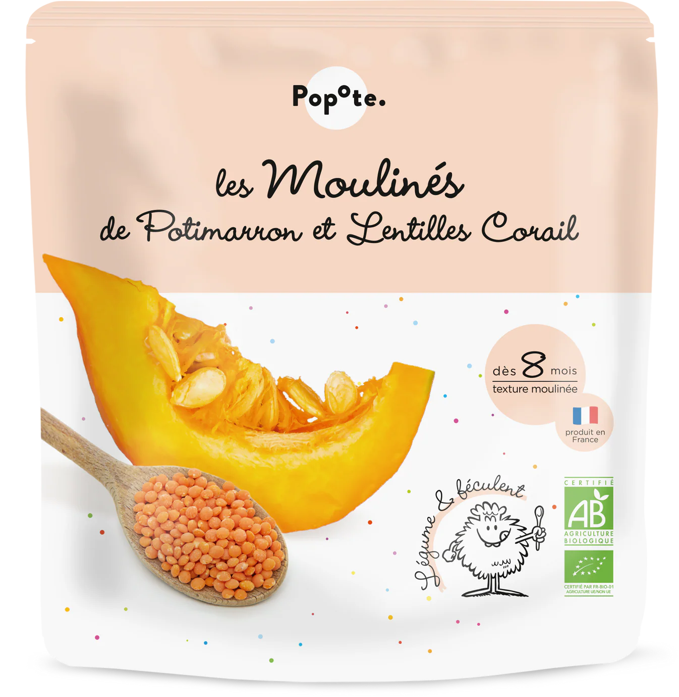 Mouliné de Potimarron et Lentilles Corail bio POPOTE 180 g