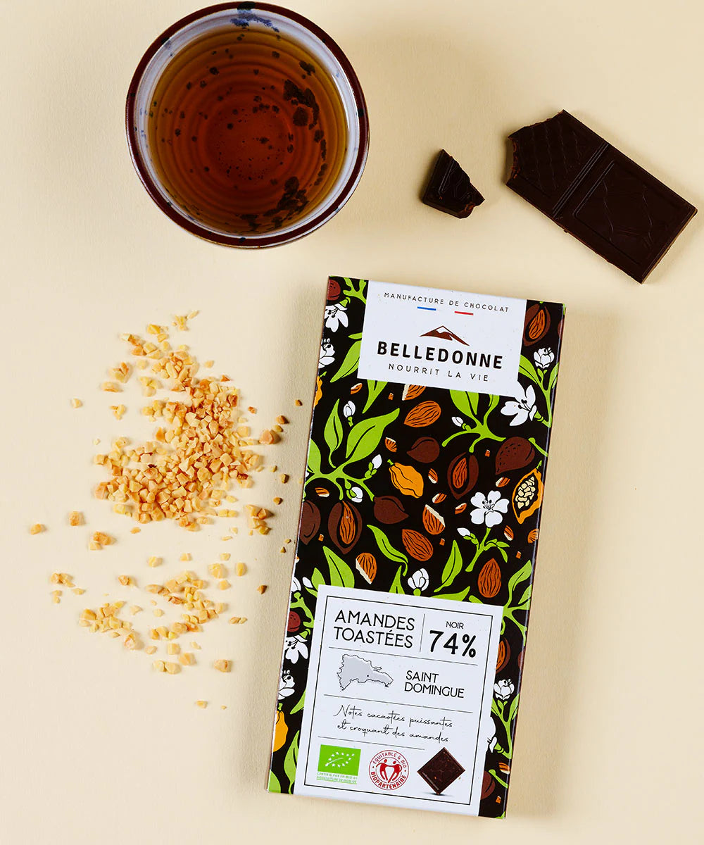 Tablette Chocolat Noir 74% aux Amandes bio BELLEDONNE 100 g