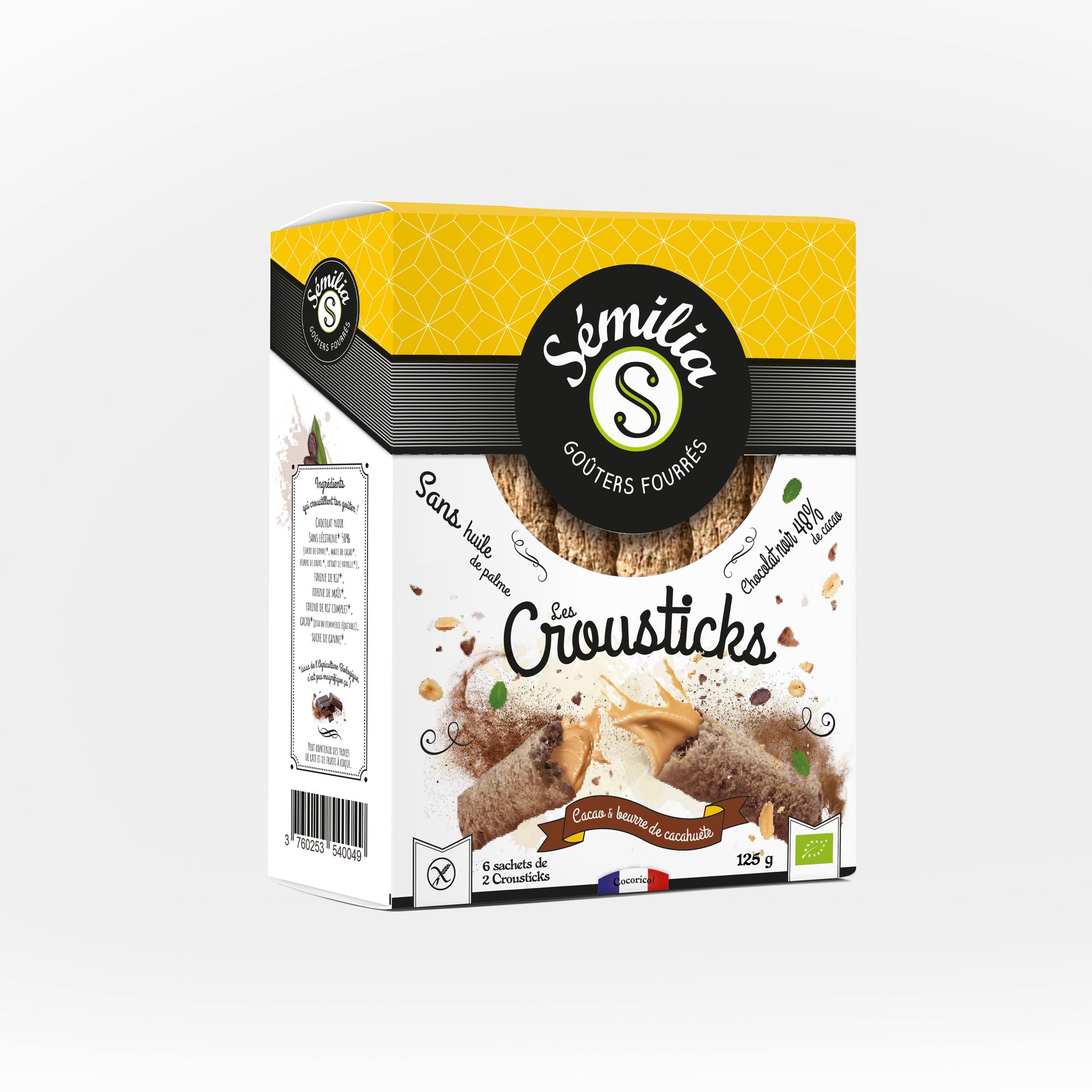 Crousticks Cacao & Beurre de Cacahuètes bio et sans gluten SEMILIA 125 g