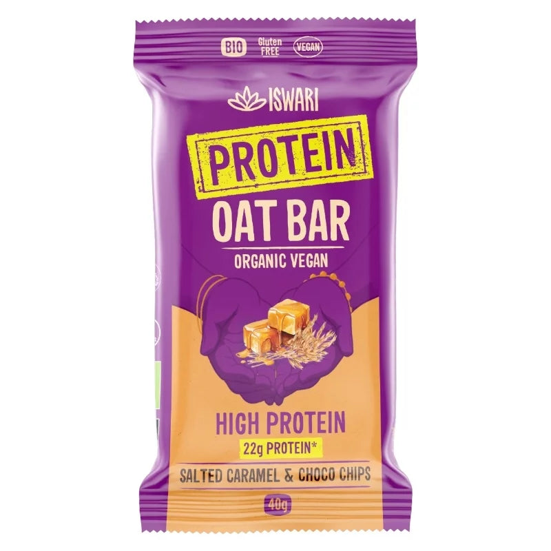 Barre d'Avoine Protéinée Caramel salé & Chocolat bio et vegan ISWARI 40 g