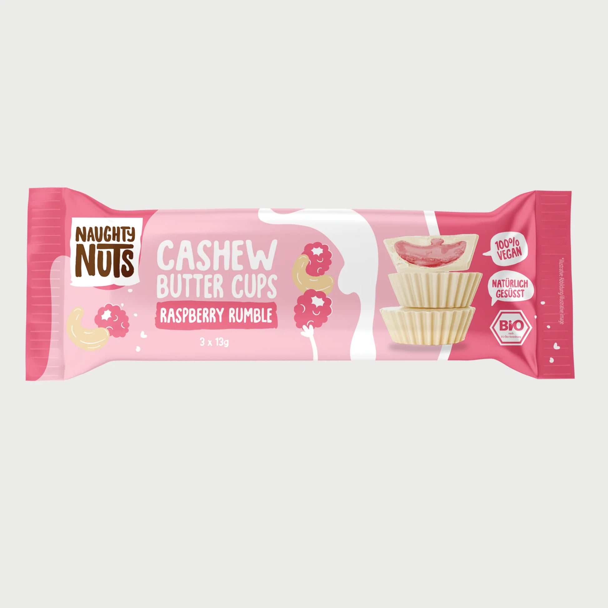 Bouchées au beurre de Cajou & Framboise bio et vegan NAUGHTY NUTS 39 g (3x13g)