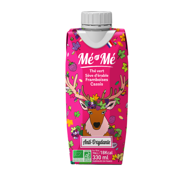 Thé Vert anti-oxydant Framboise Cassis bio MÉMÉ 33 cl