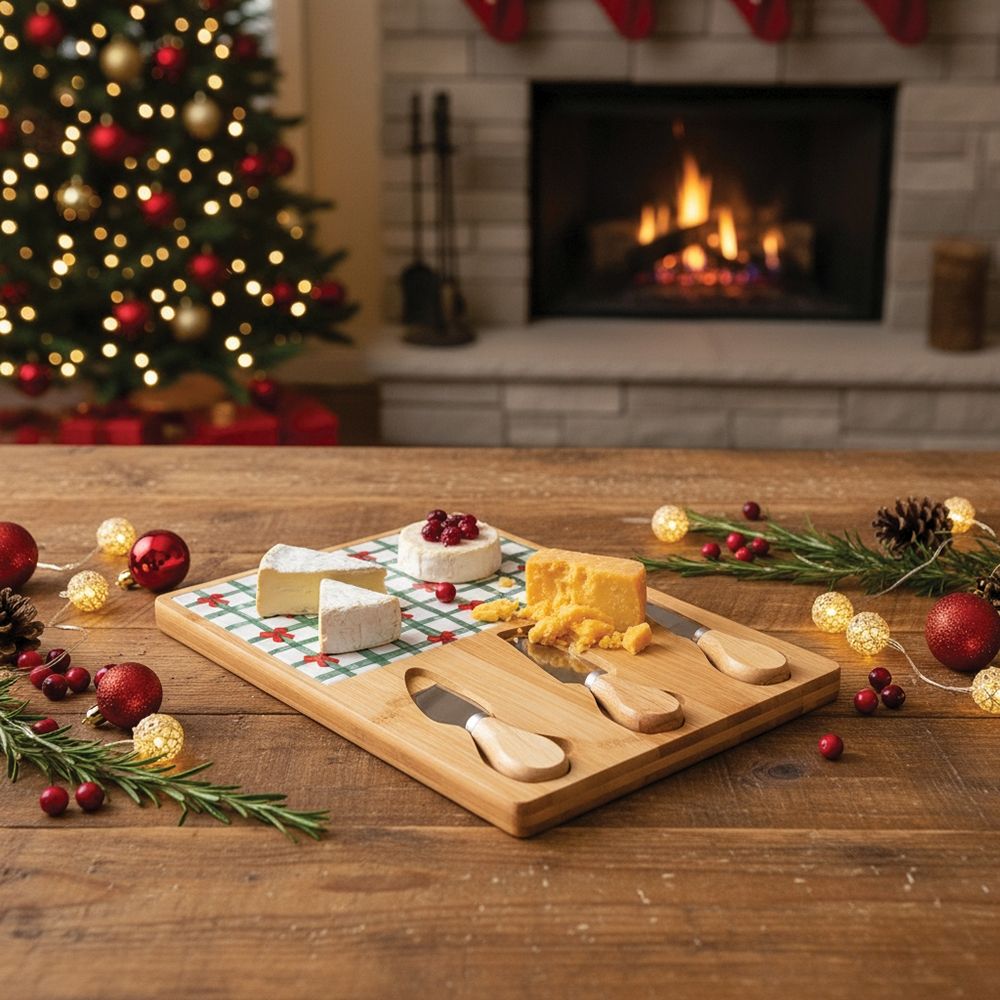 Set Planche à Découper + 3 Couteaux à Fromages