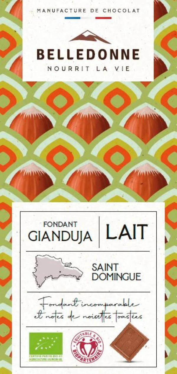 Tablette de chocolat Lait Gianduja bio BELLEDONNE 80 g
