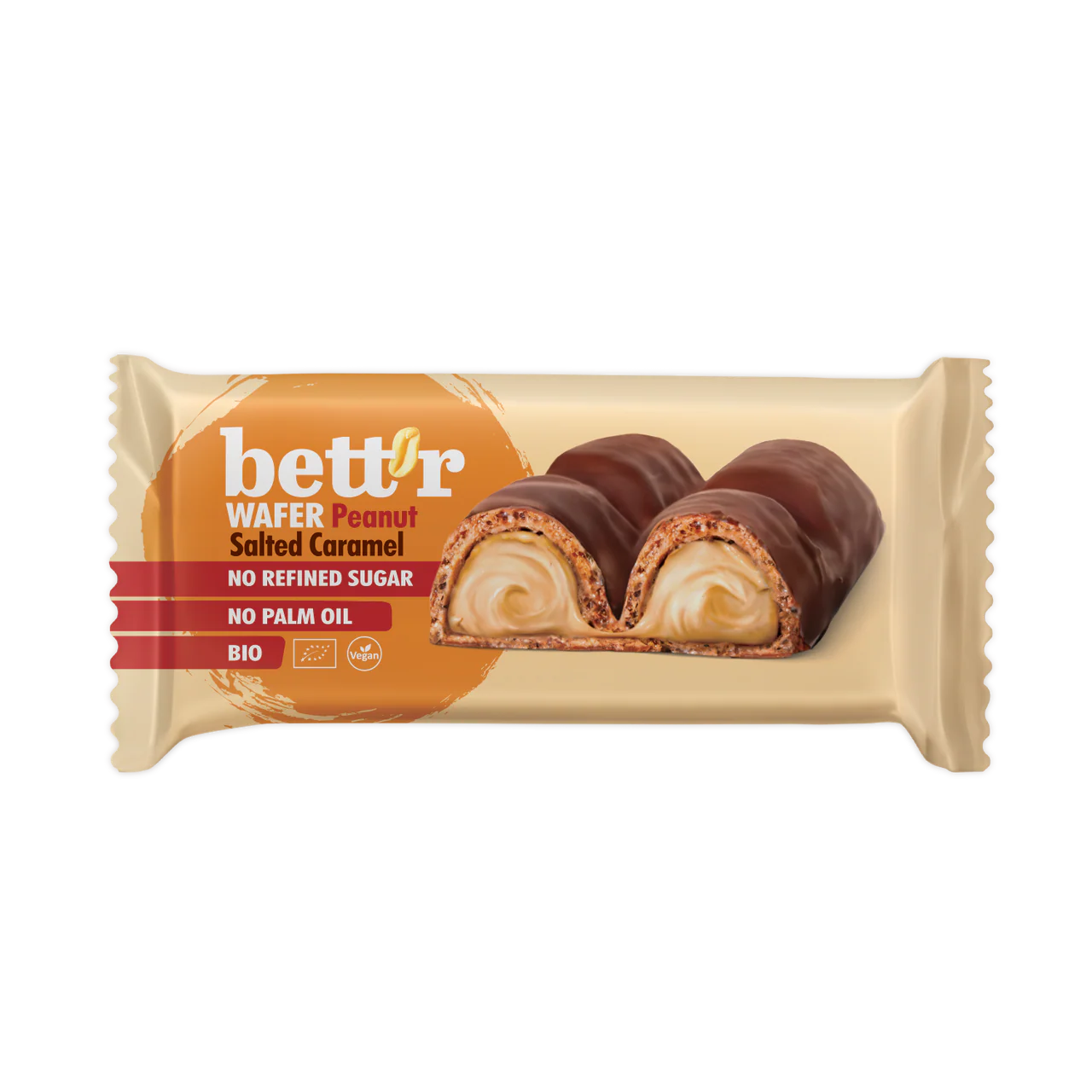 Wafer fourré Cacahuète & Caramel salé bio et vegan BETT'R 33 g