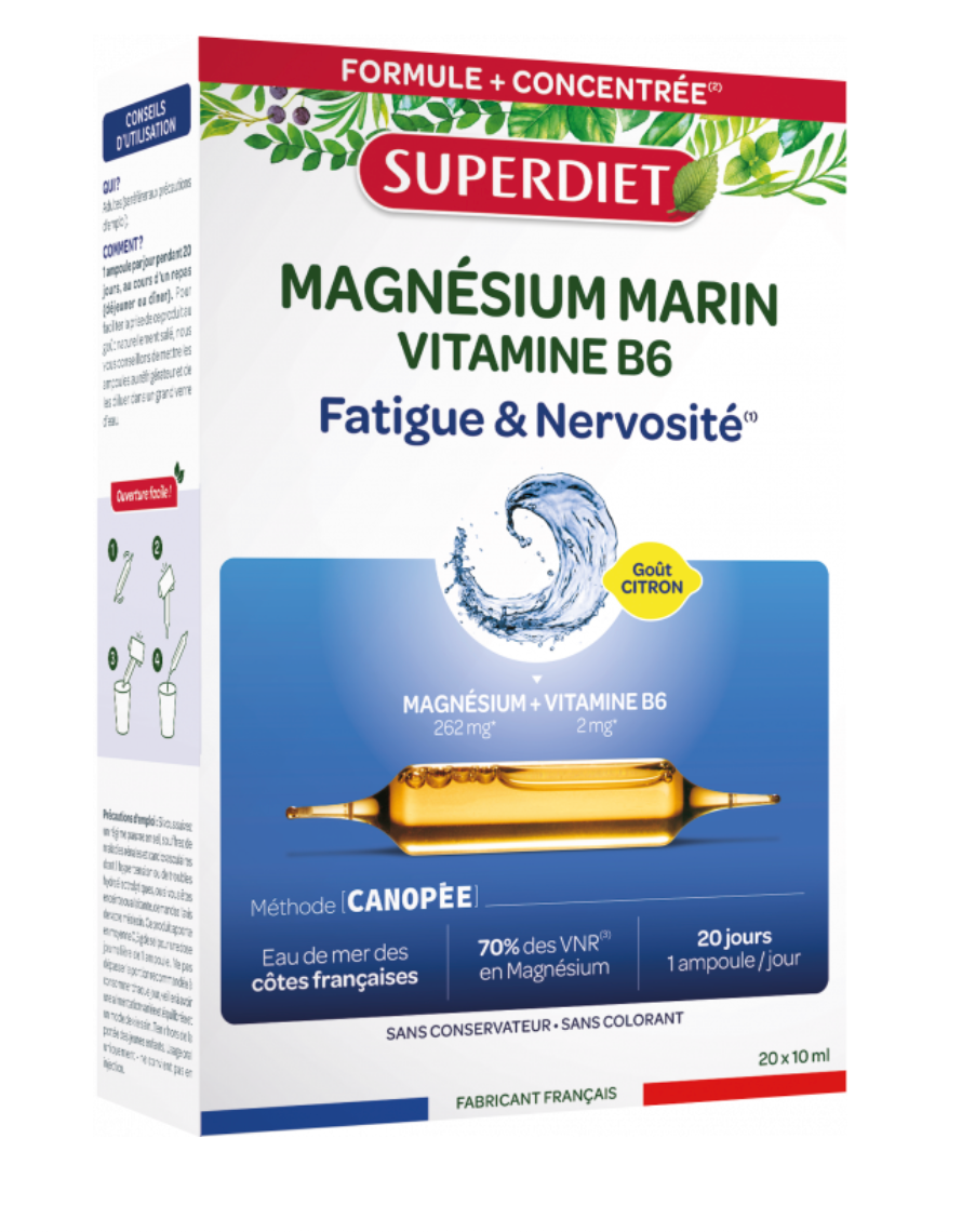Magnésium Marin & Vitamine B6 SUPERDIET 20x10 ml