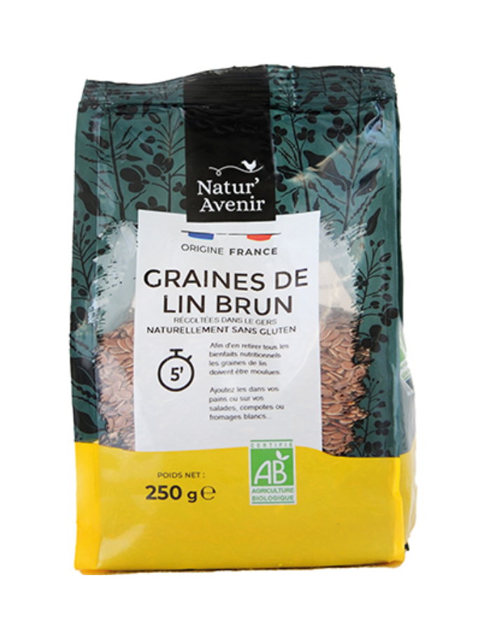 Graines de lin brun bio NATUR'AVENIR 250 g
