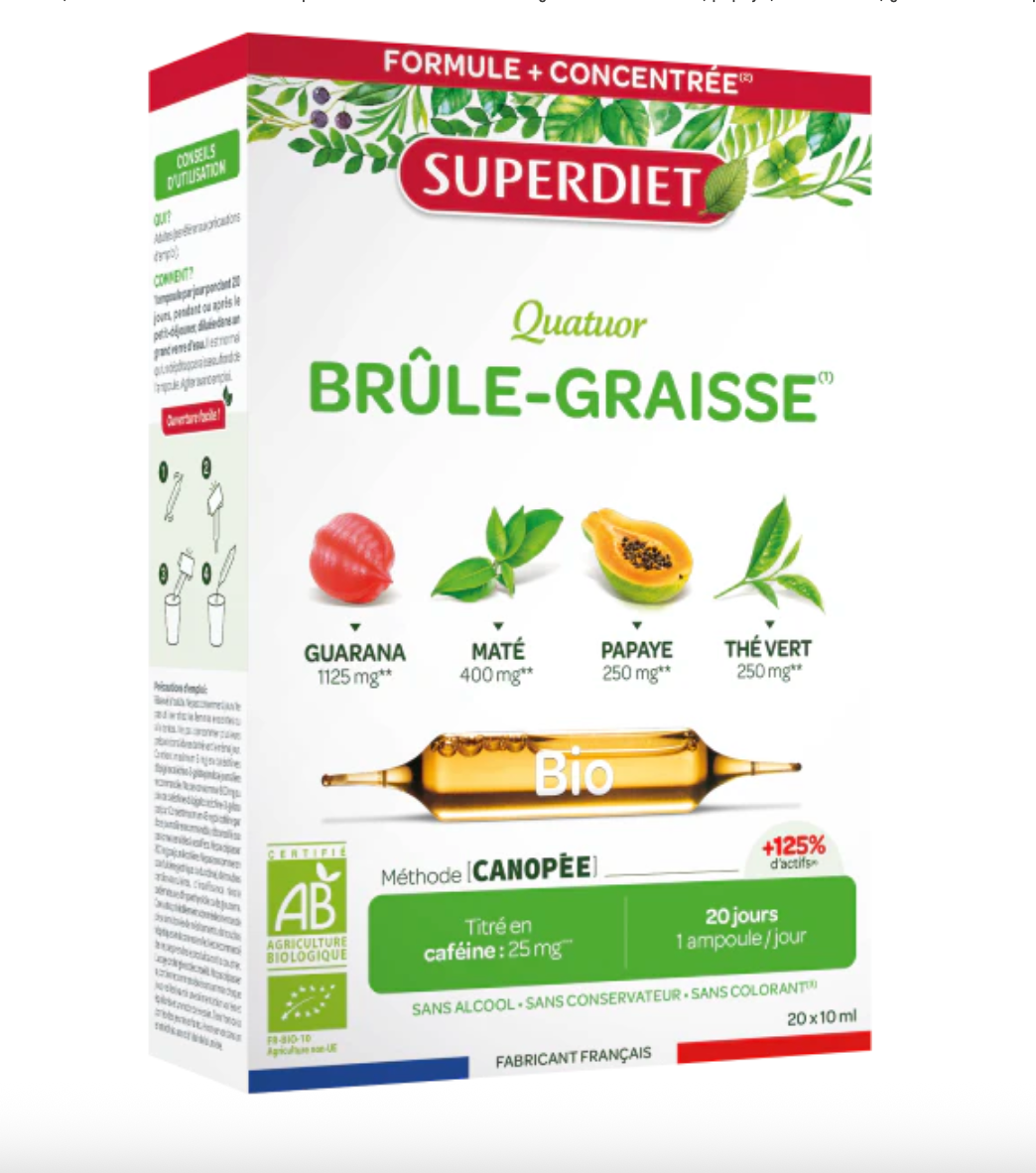 Quatuor Brûle-Graisse bio SUPERDIET 20x10 ml