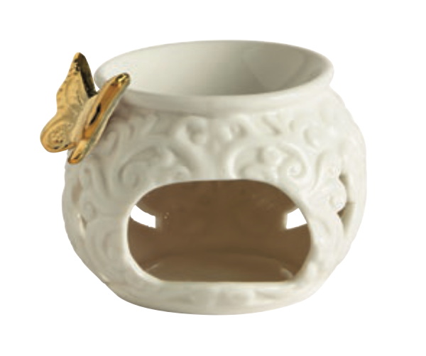 Brûle parfum en céramique 'Papillon doré'