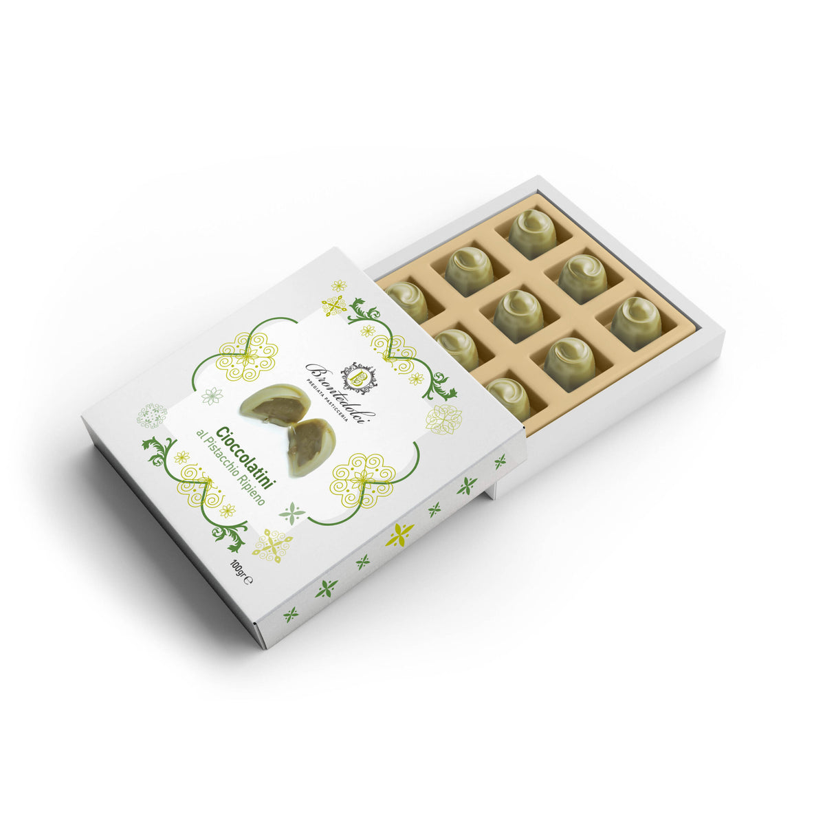 Cioccolatini à la Pistache BRONTEDOLCI 100 g -- ARTICLE EN PRECOMMANDE
