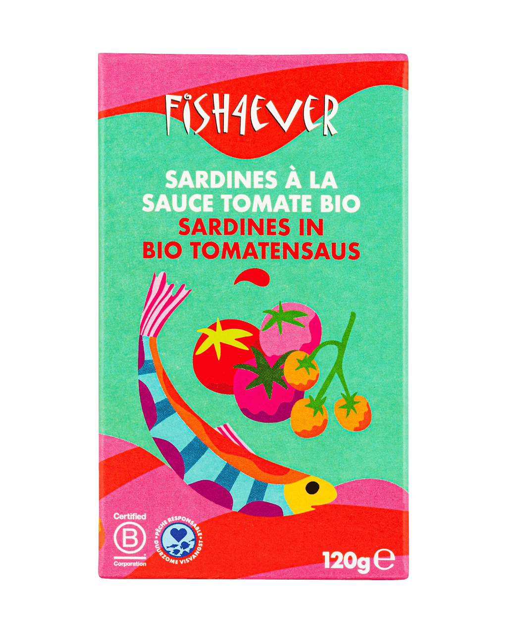 Sardines entières à la tomate bio FISH4EVER 120g