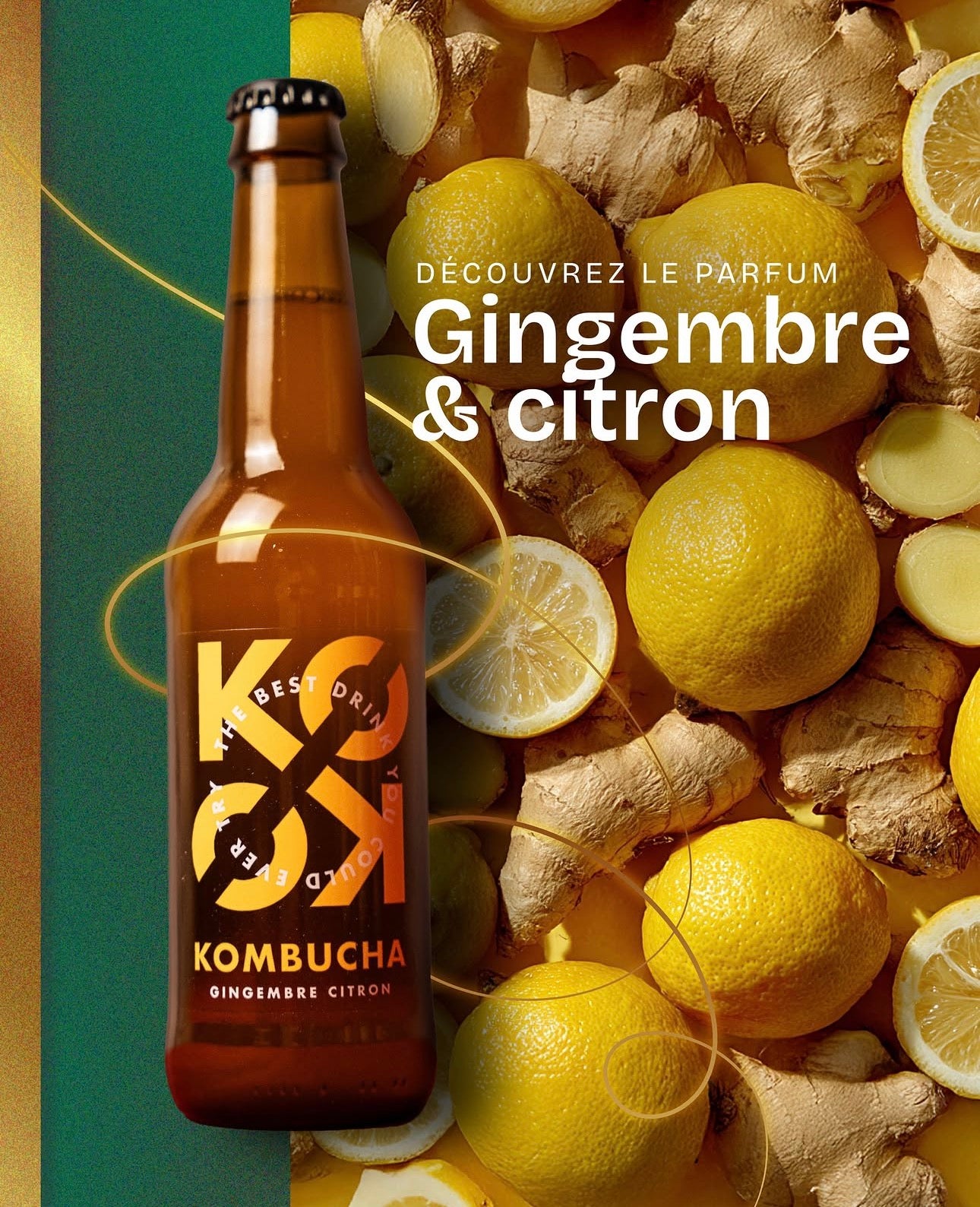 Boisson Kombucha gingembre citron bio KOKO KOMBUCHA 33 cl