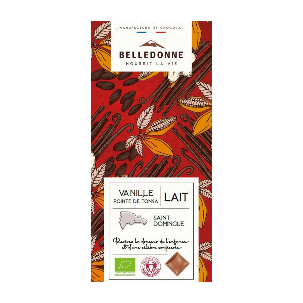 Tablette Chocolat au Lait Vanille Tonka bio BELLEDONNE 80 g