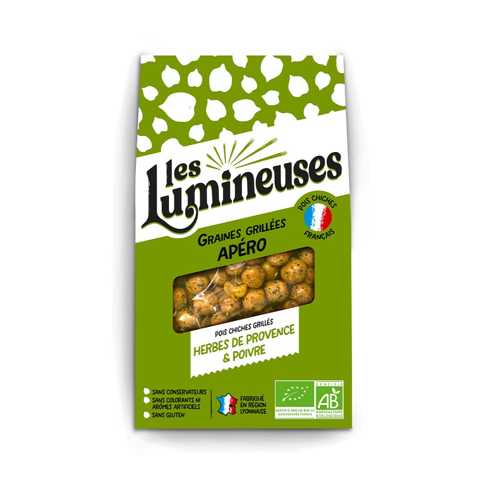 Pois chiches grillés aux herbes de Provence & poivre bio LES LUMINEUSES 90 g