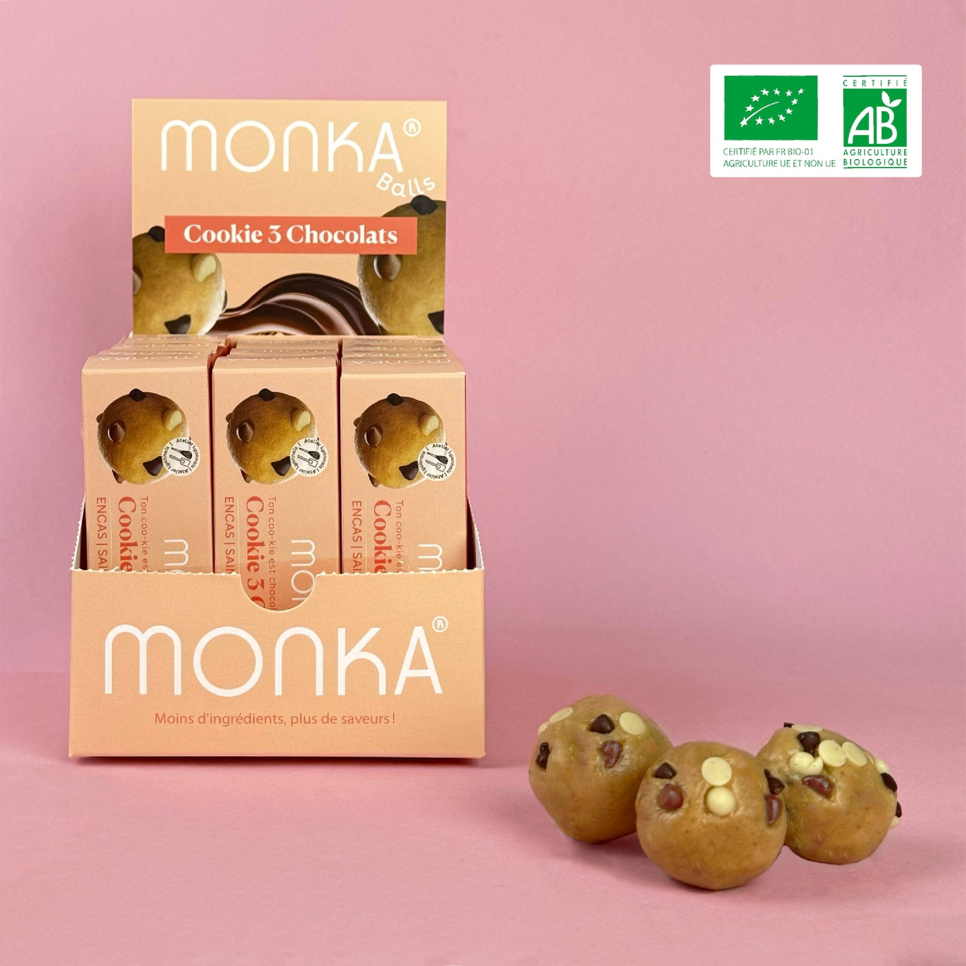 Energy Balls Cookie 3 Chocolats bio & vegan MONKA 54 g (3x18g)