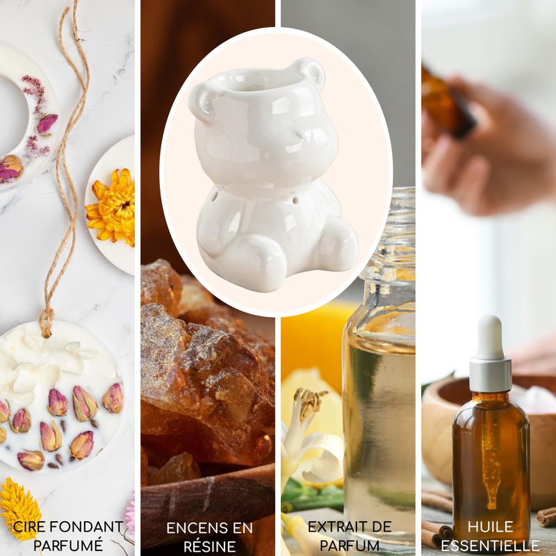 Brûle Parfum en Céramique "TEDDY" BLANC