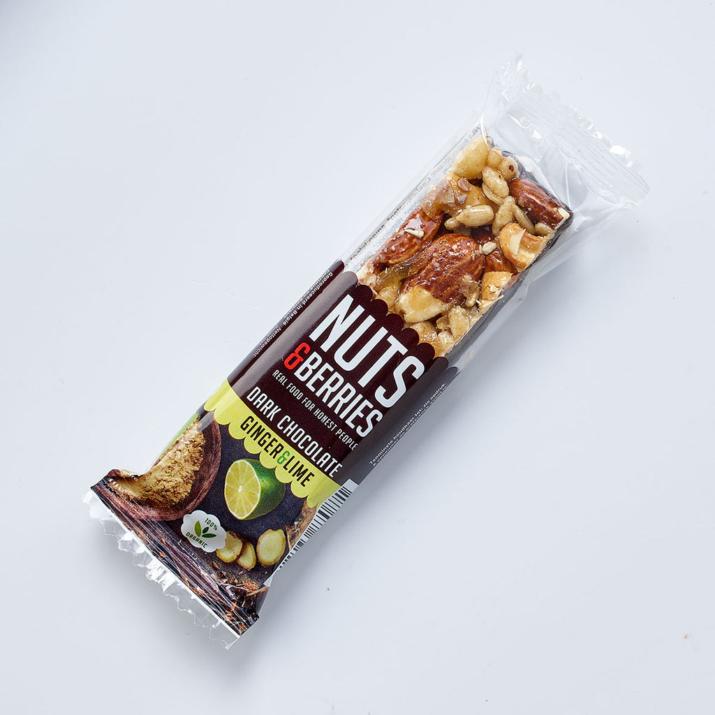 Barre Dark Chocolate Ginger & Lime bio NUTS & BERRIES 40 g