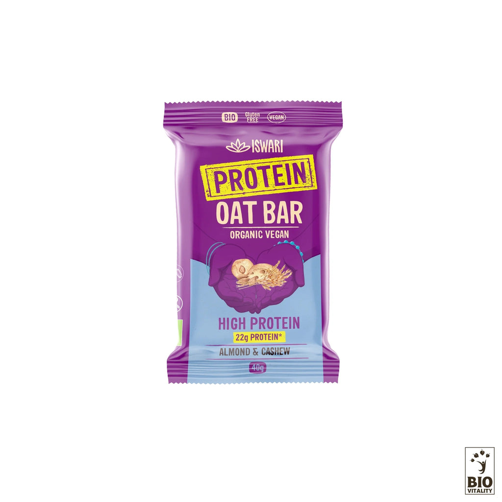 Barre d'Avoine Protéinée Amande et Cajou bio et vegan ISWARI 40 g