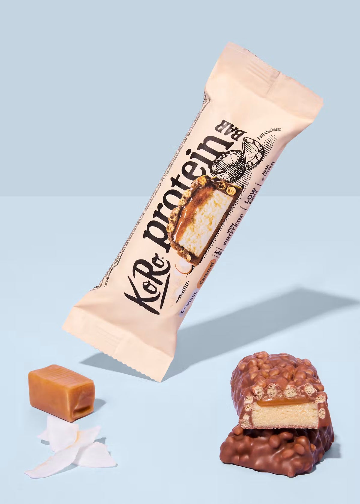 Barre protéinée crunchy à la noix de coco et caramel KORO | 60 g