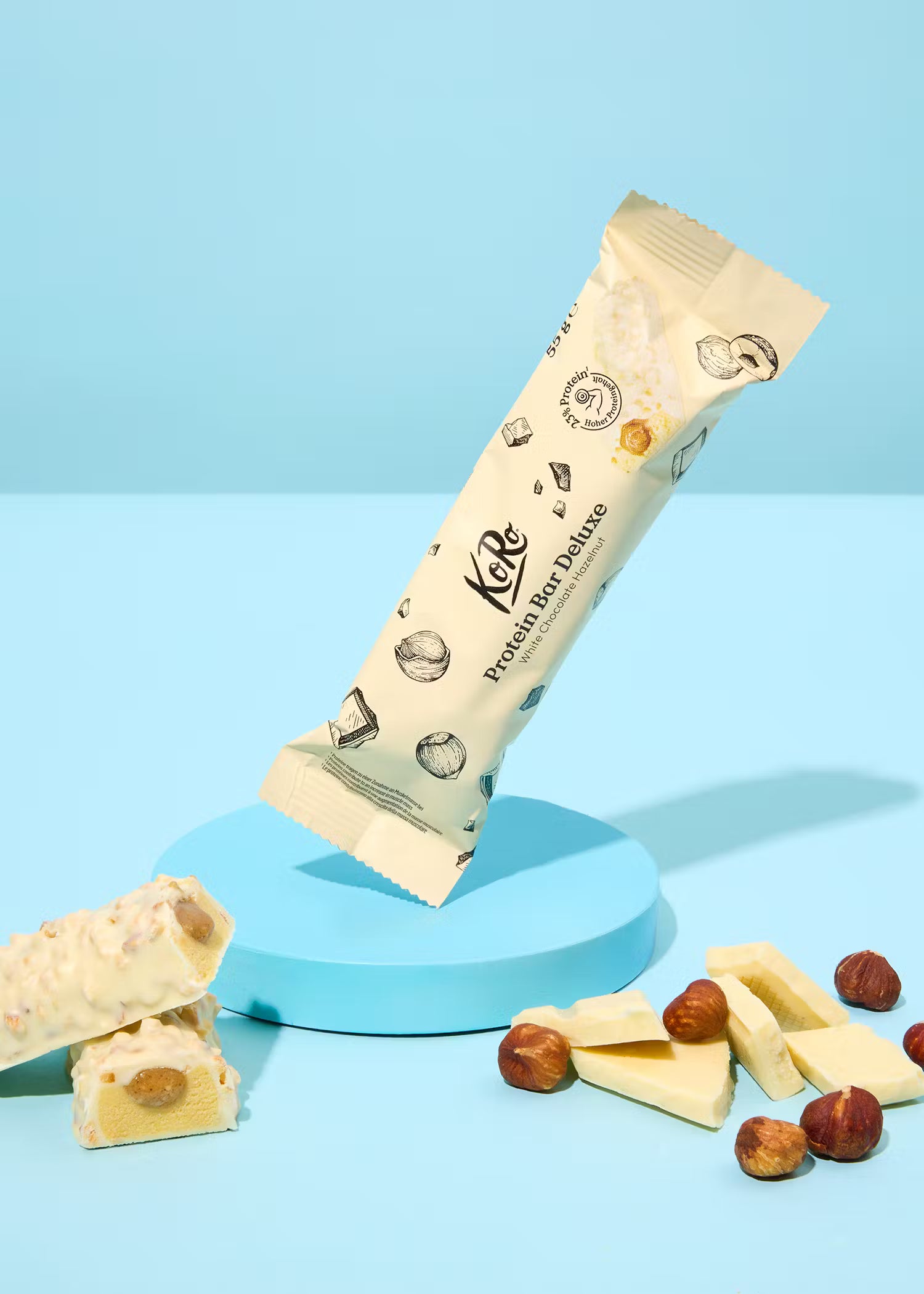 Barre Protéinée Chocolat Blanc & Noisettes non bio KORO 55 g quantité limitée !!!