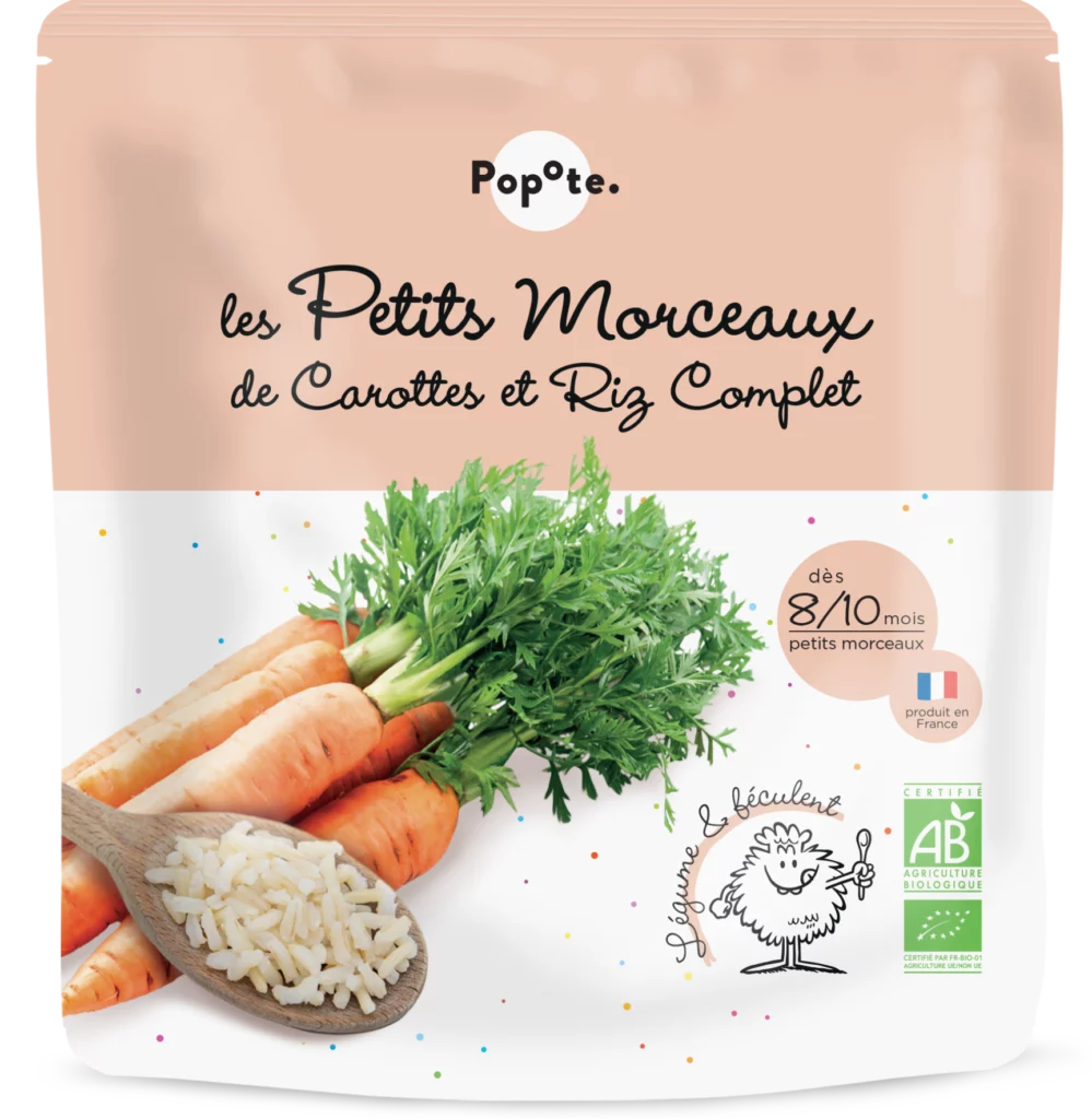 Petits Morceaux de Carottes et Riz Complet bio POPOTE 190 g