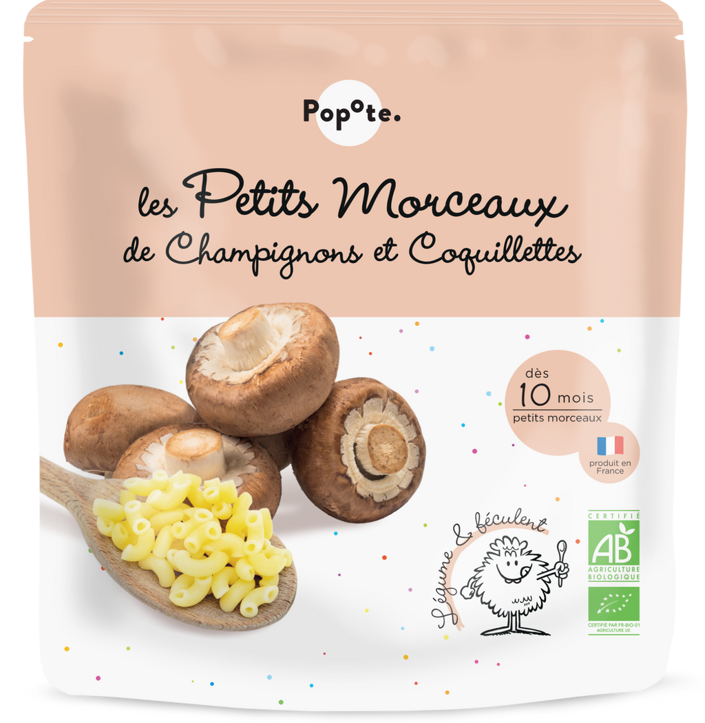 Petits Morceaux de Champignons et Coquillettes bio POPOTE 190 g