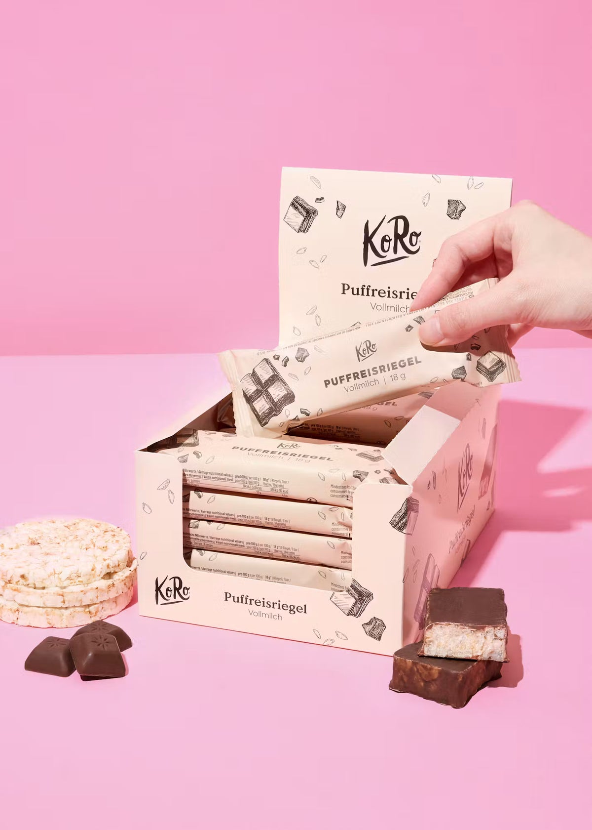 Barre de riz soufflé au chocolat au lait KORO - 18 g
