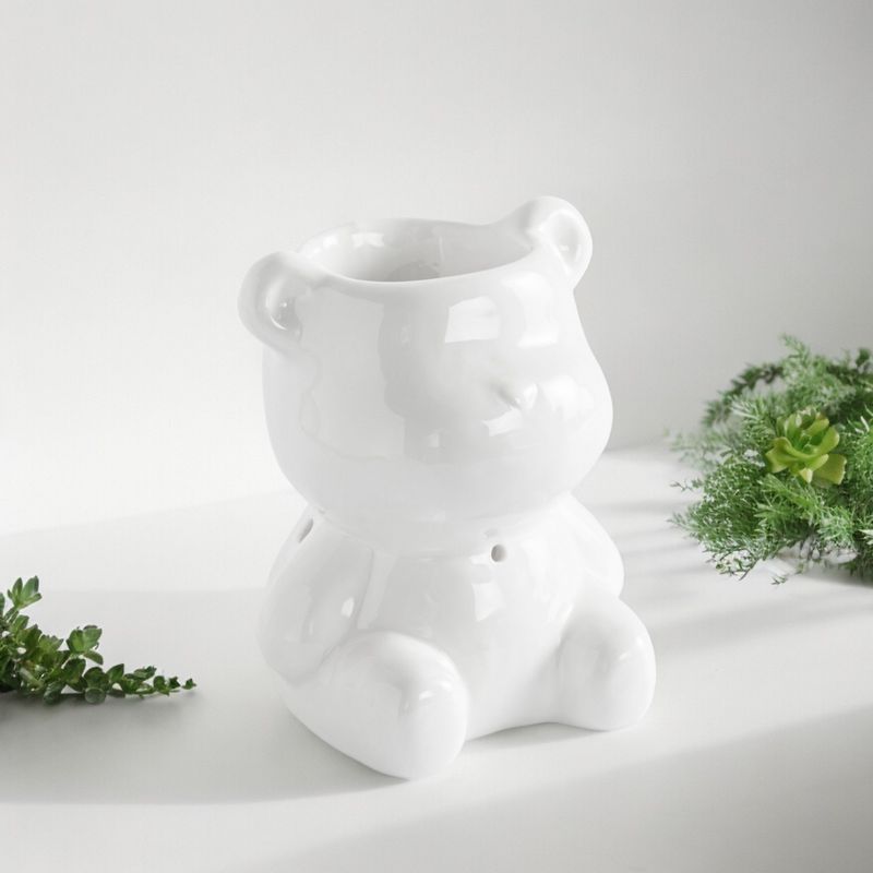 Brûle Parfum en Céramique "TEDDY" BLANC
