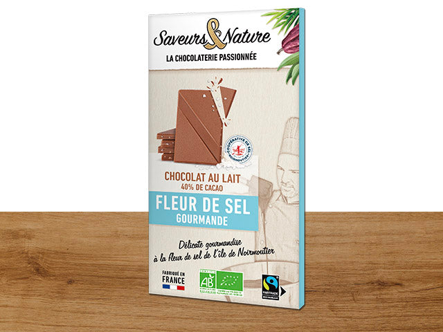 Tablette Chocolat au Lait & Fleur de Sel bio SAVEURS & NATURE 80 g