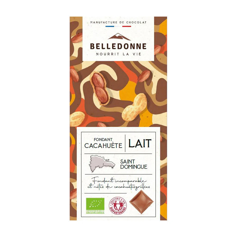 Tablette Chocolat au Lait Fondant Cacahuète bio BELLEDONNE 80 g
