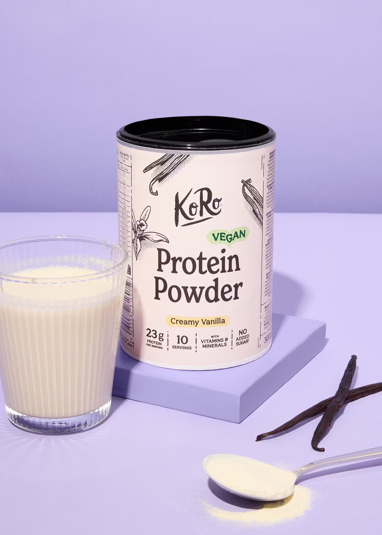 Protéines en poudre vegan non bio saveur vanille pour boisson KORO 300 g