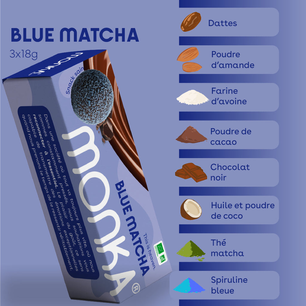 Energy Balls Blue Matcha bio & vegan MONKA 54 g (3x18g)