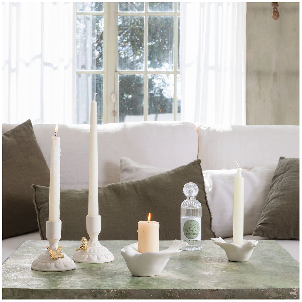 Bougeoir sur pied Blanc 'Oiseau'