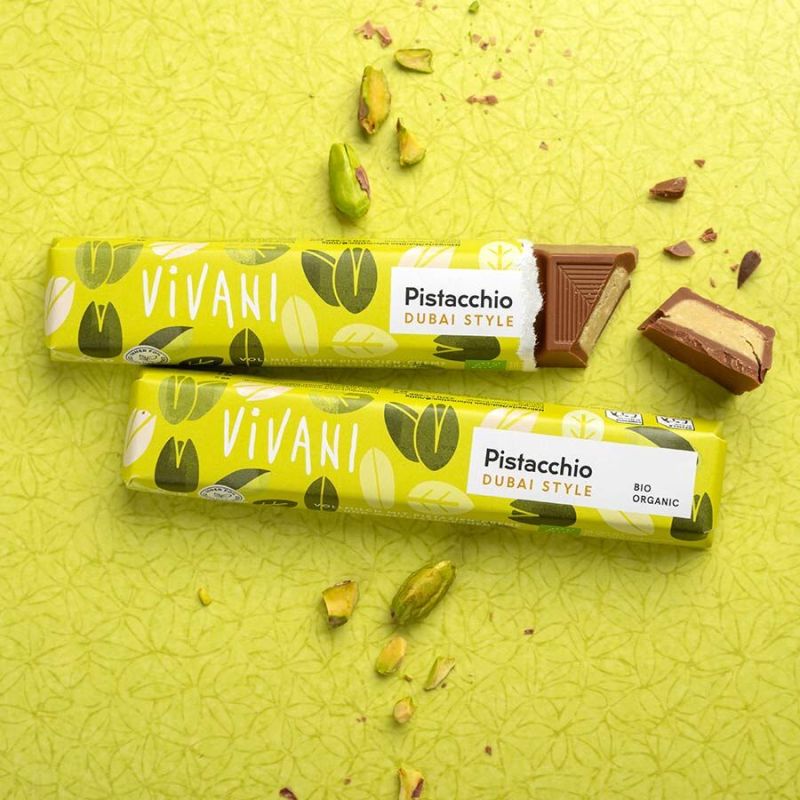 Barre Chocolat Pistache Dubaï Style bio VIVANI 40 g