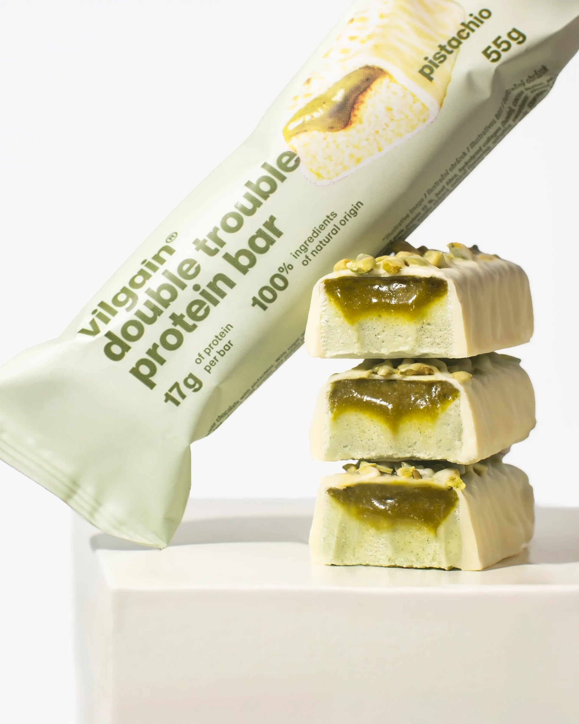 Promo Barre protéinée Pistache non bio VILGAIN 55 g