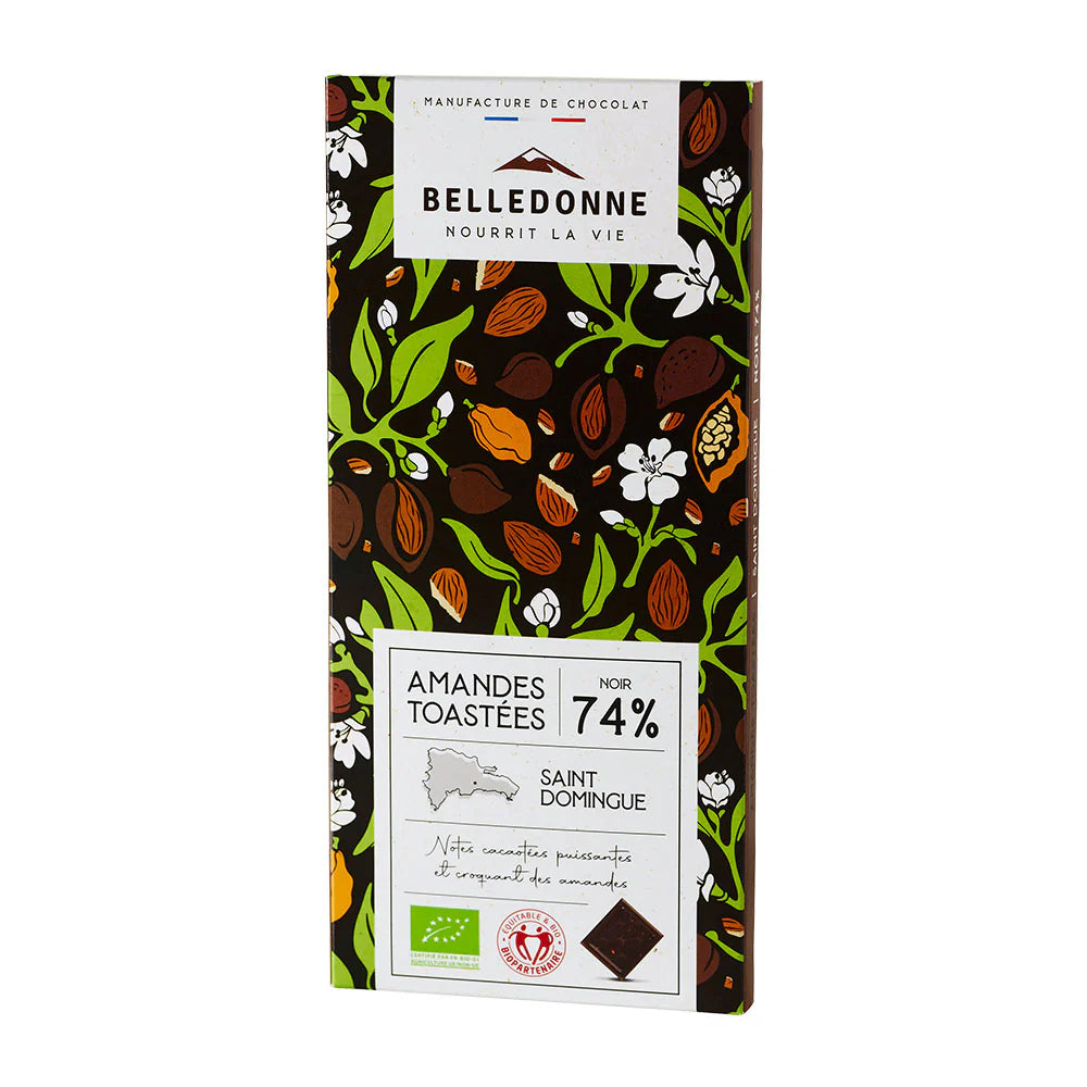 Tablette Chocolat Noir 74% aux Amandes bio BELLEDONNE 100 g