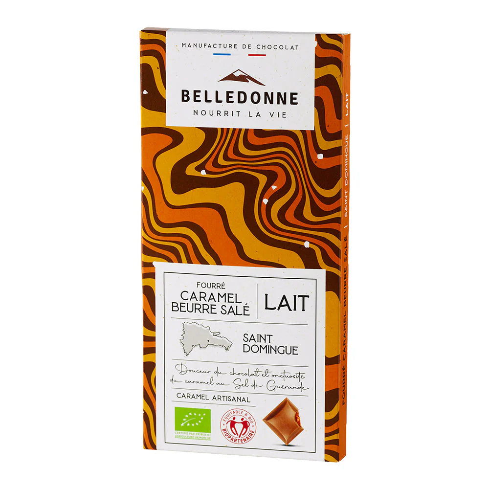 Tablette Chocolat au Lait fourré Caramel Beurre Salé bio BELLEDONNE 80 g