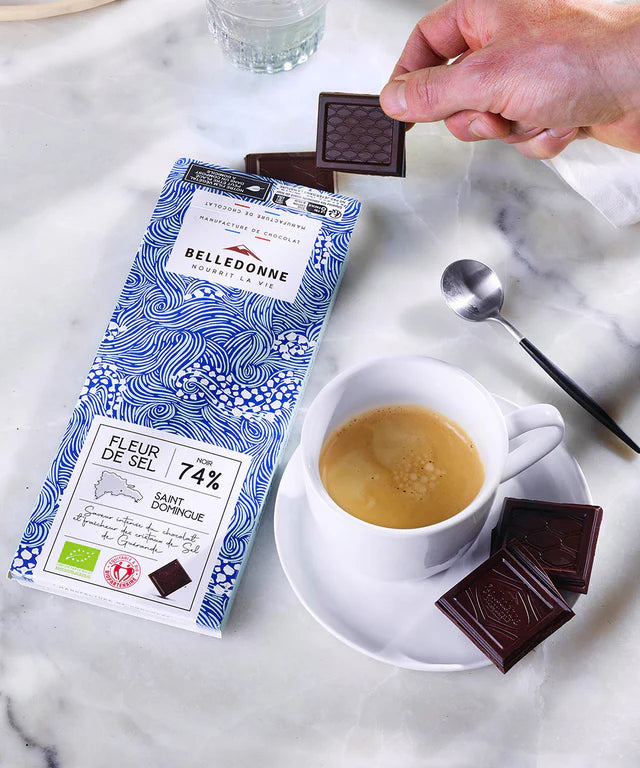 Tablette de chocolat Noir Fleur de Sel 74% bio & vegan BELLEDONNE 100 g