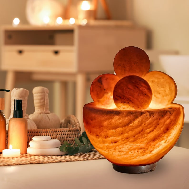 Lampe avec 4 Boules de Massage en Sel d'Himalaya