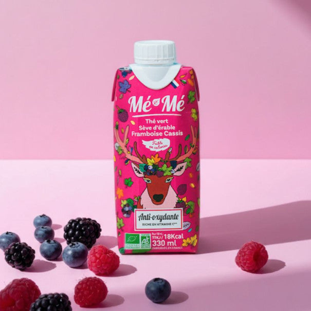 Thé Vert anti-oxydant Framboise Cassis bio MÉMÉ 33 cl