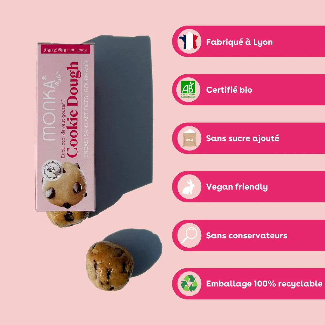 Energy Balls Cookie Dough bio & vegan MONKA 54 g (3x18g)