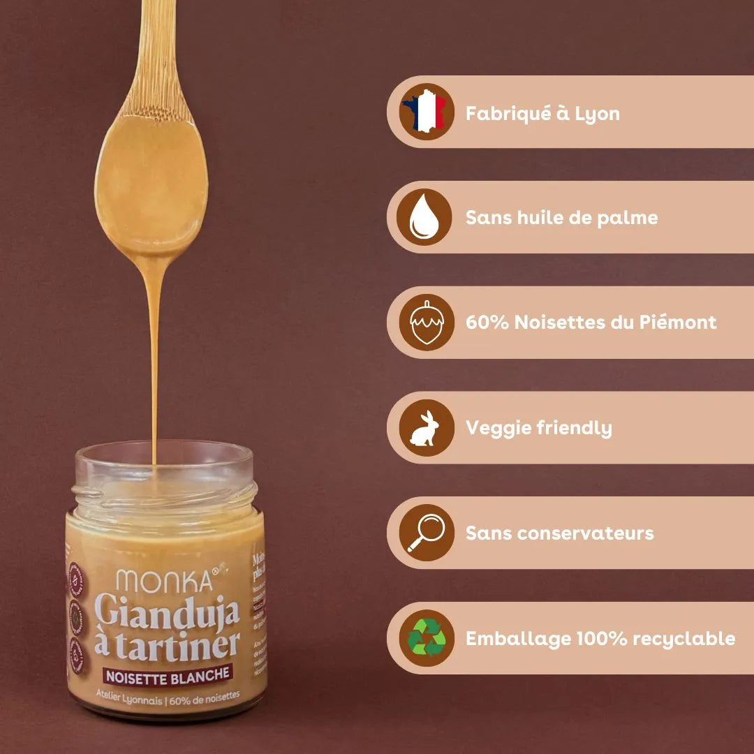 Pâte à tartiner Gianduja Noisette Blanche MONKA 200g