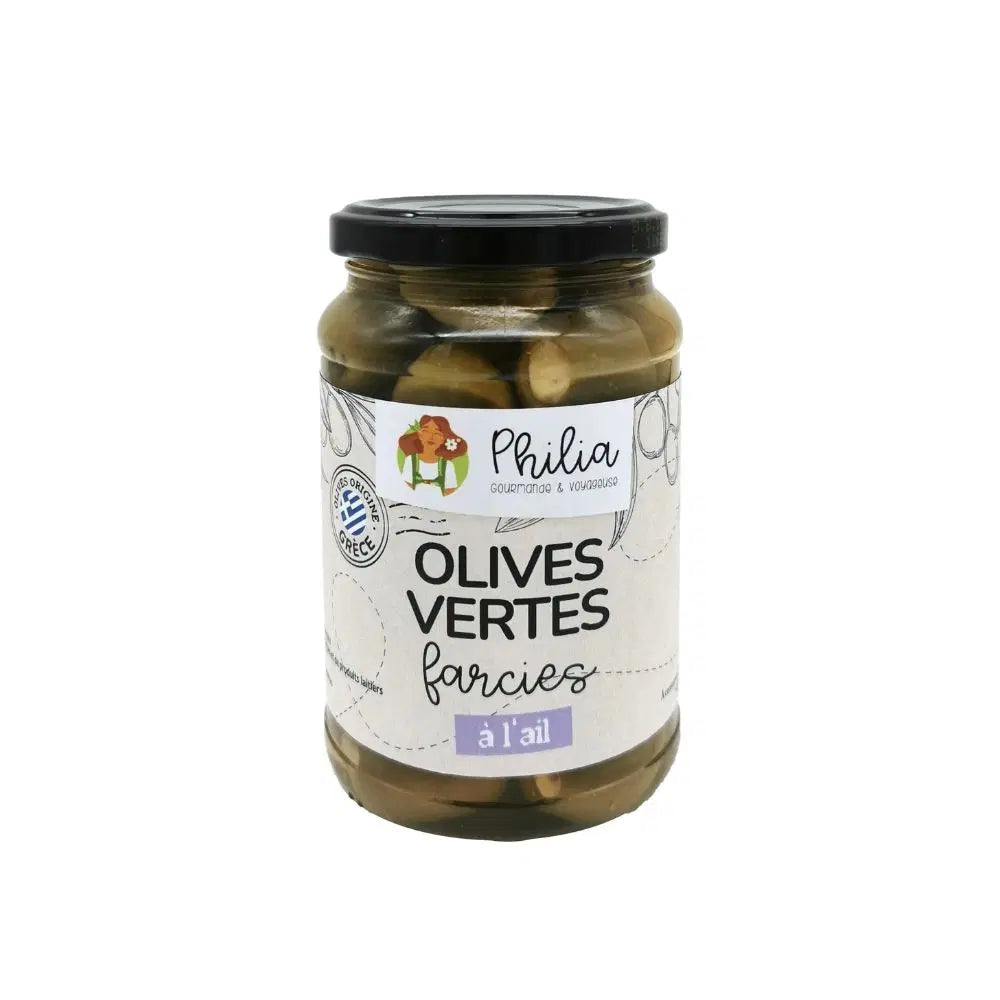 Olives vertes farcies à l'ail bio PHILIA 350 g