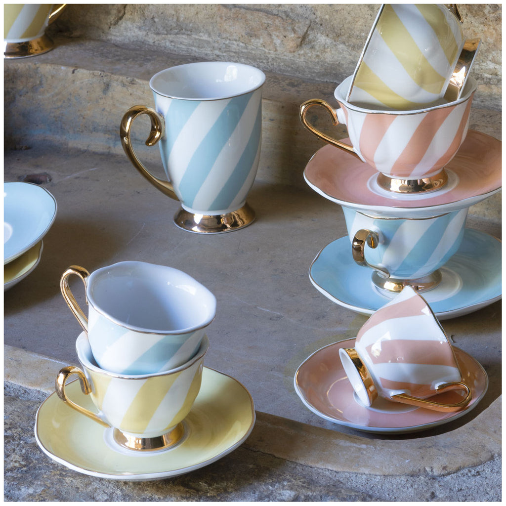 Lot de 2 Tasses et sous-tasses Pastel Jaune