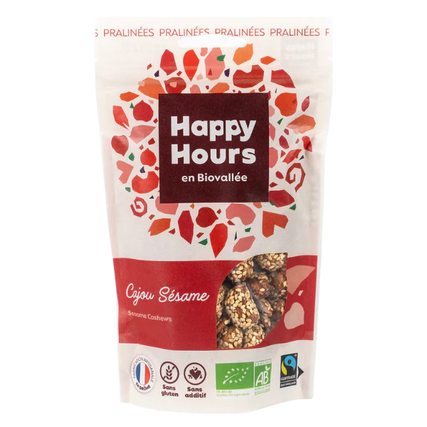 Sachet Cajou Sésame Miel bio HAPPY HOURS 115 g