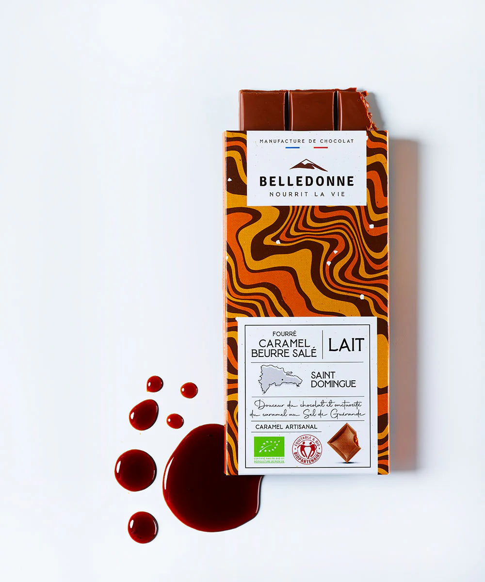 Tablette Chocolat au Lait fourré Caramel Beurre Salé bio BELLEDONNE 80 g
